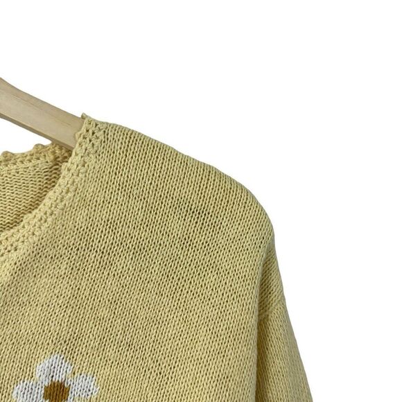 Vintage Talbots Medium Hand Knit Sweater Cardigan Linen Cotton Womens - Picture 6 of 16